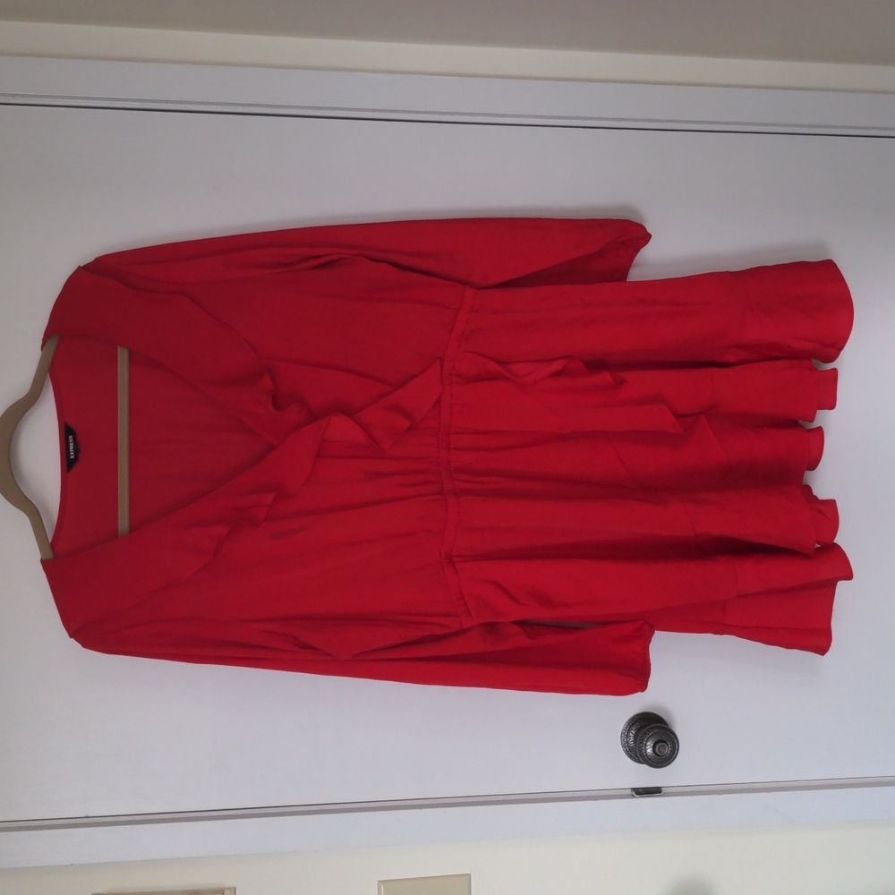 Express Red wrap ruffle dress XL